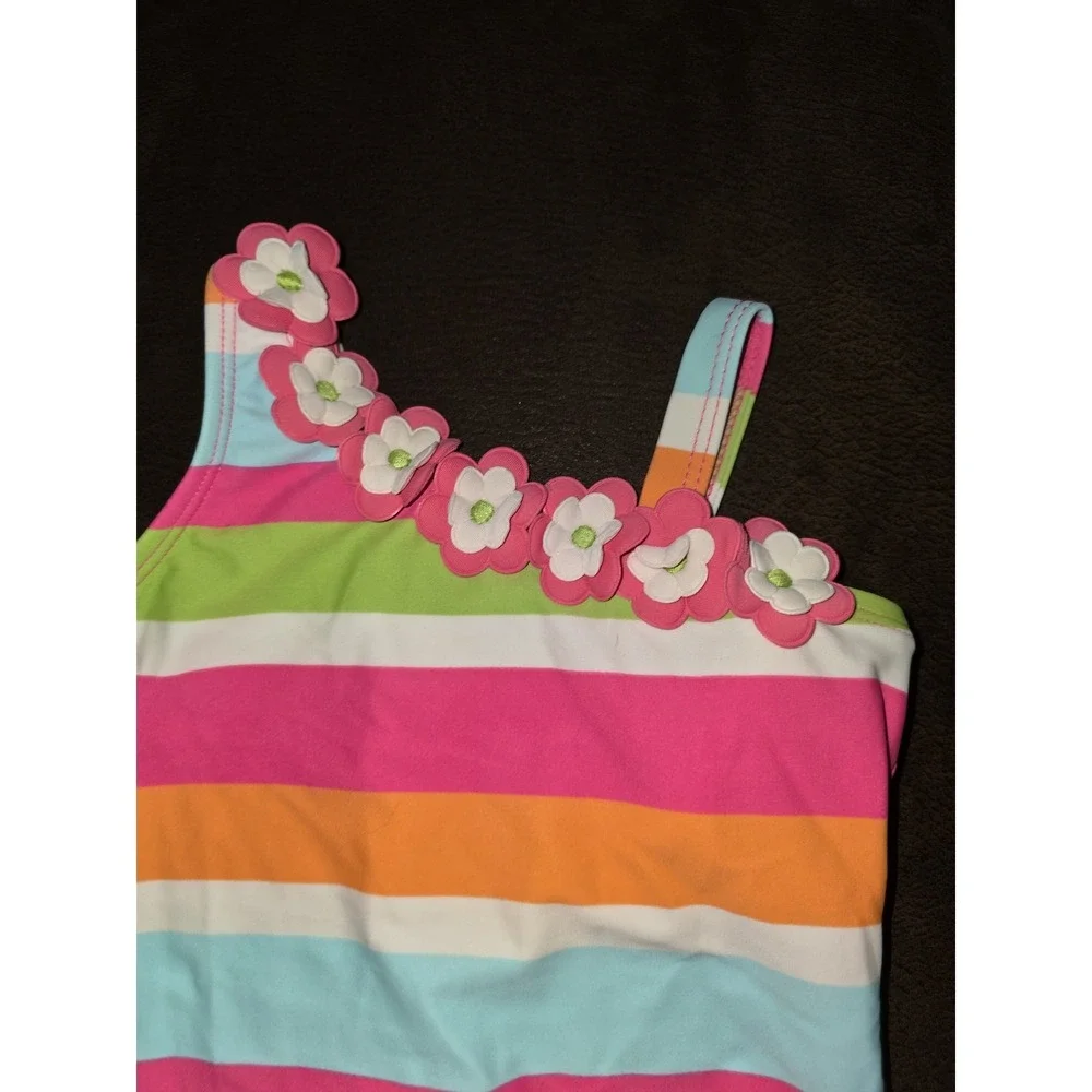 Gymboree growing flowers striped bathing swim‎ suit size 3